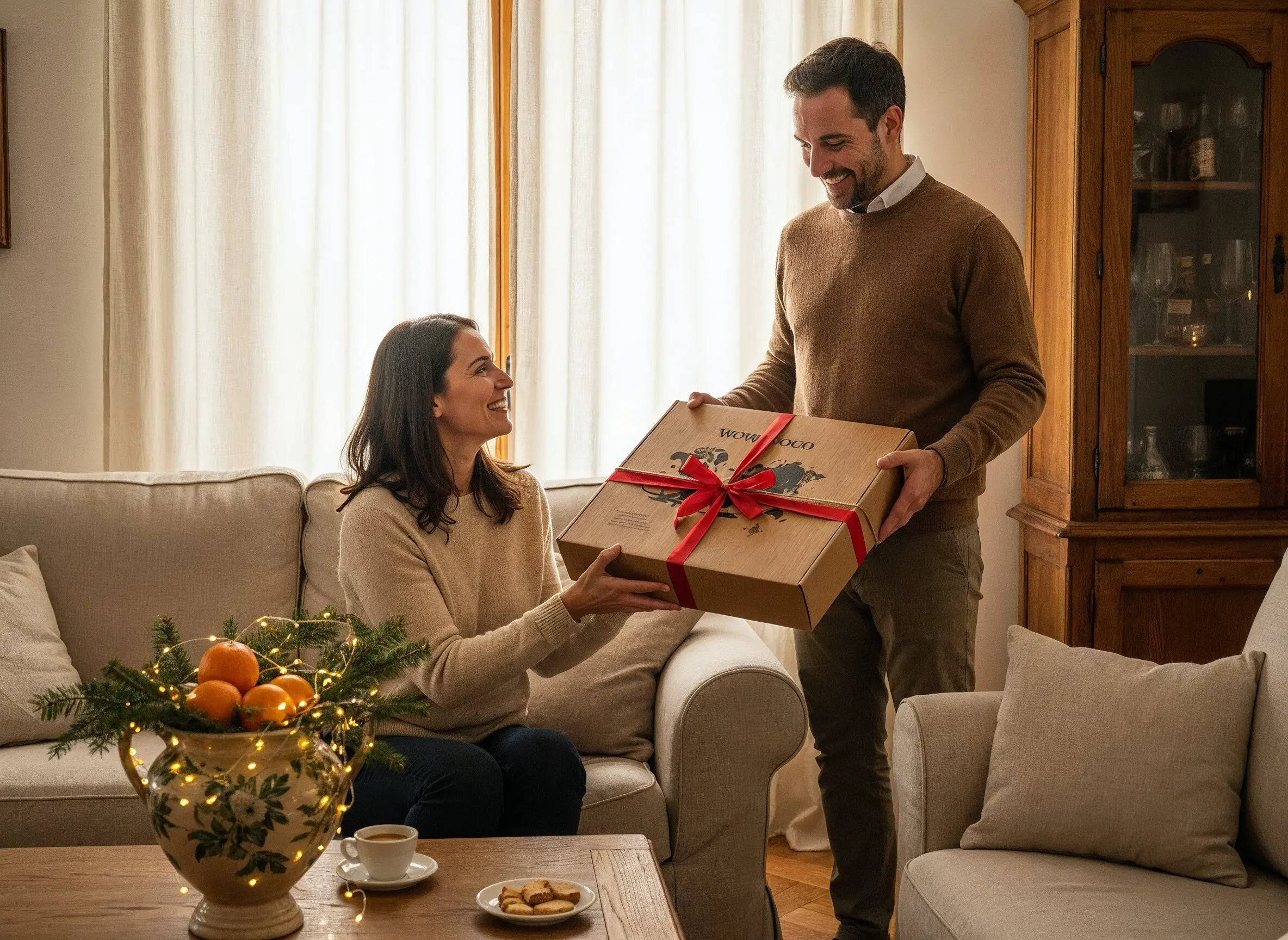 WOW WOOD premium gift packaging — presentation-ready box with 3D wooden world map, 297 pins, and installation kit